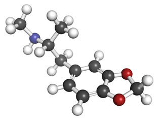 3,4-methylenedioxymethamphetamine (MDMA, XTC) drug molecule, che