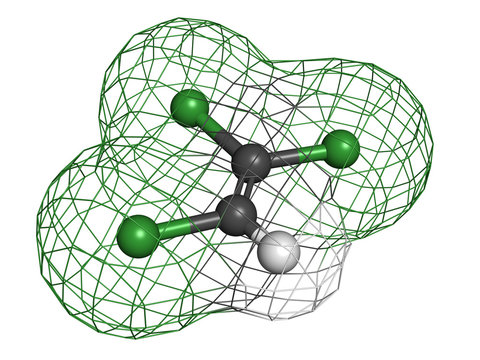 Trichloroethylene (TCE) pollutant and obsolete anesthetic, molec