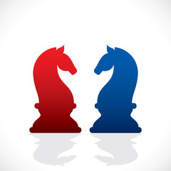 chess red and blue horse