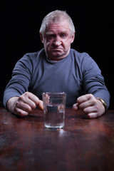 portrait of alcoholic senior man