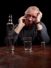 portrait of alcoholic senior man