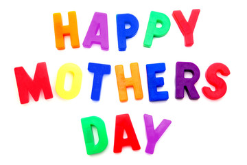 Happy Mothers Day spelled with colorful magnetic letters