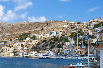 Fototapeta na wymiar Symi island Landscape view, Aegean Sea Greece