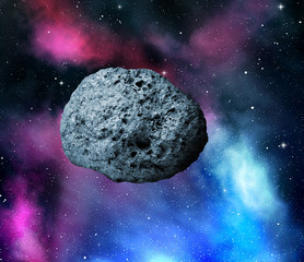 large asteroid flying in the universe