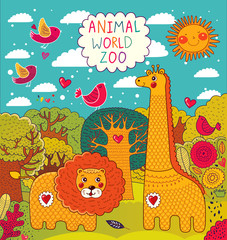 Obrazy na Szkle  Ilustracja wektorowa ze zwierzętami