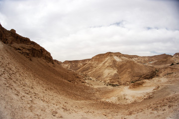 Fototapeta na wymiar Masada fortress and king Herod's palace in judean desert travel