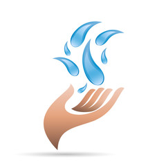 Obraz premium Vector logo Hand and water