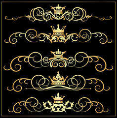 Vector set. Victorian Scrolls and crown. Decorative elements