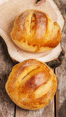 bun on wooden background