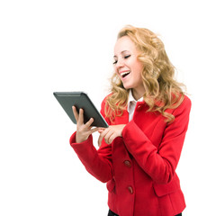 Attractive businesswoman with a tablet computer