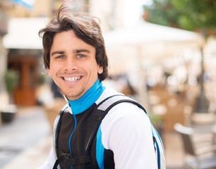 Fototapeta premium Happy Young Man Cyclist