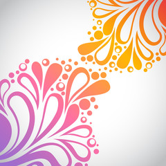 Fototapeta na wymiar Rainbow floral invitation postcard with swirl elements