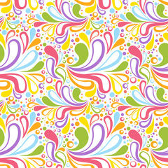 Colorful summer seamless pattern with floral curved elements © Yuzach