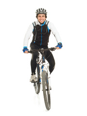 Naklejka premium Young Male Cyclist With His Bicycle