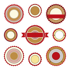 Labels with guilloche elements in brown