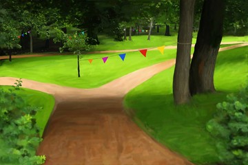 park with birthdag flags