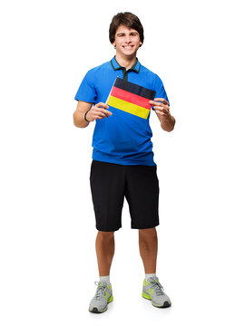 Young Man Holding Italy Flag