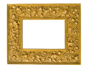 Golden picture frame isolated