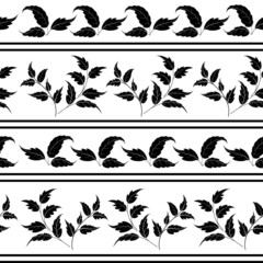 Seamless, plants silhouettes and lines