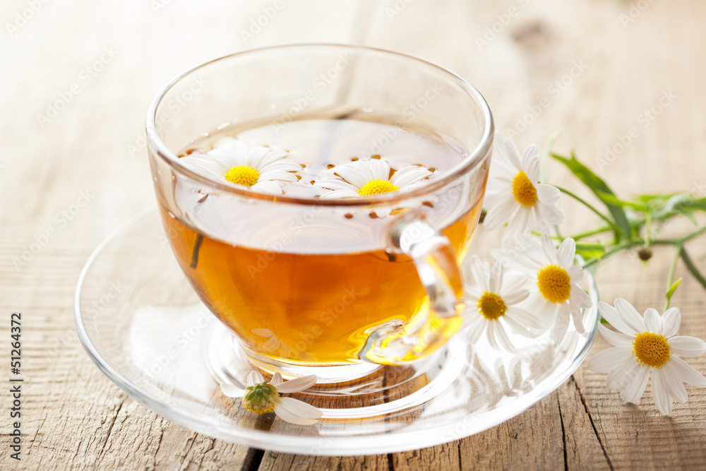 Canvas Prints cup of herbal tea with chamomile flowers