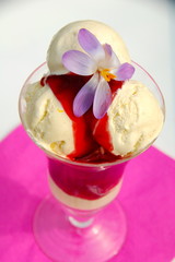 Eisbecher mit Vanilleeis