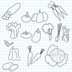 hand drawing vegetable on grid graph paper