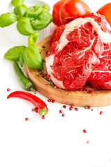 Organic Red Raw Steak Sirloin and chilli