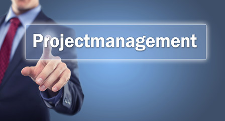 Man touching Display Projectmanagement