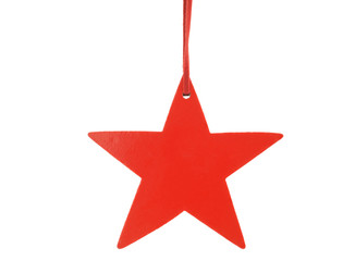 Red christmas star made of wood