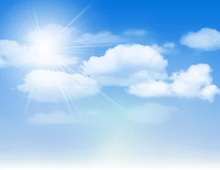 Foto op Plexiglas Blauwe lucht met wolken en zon. © tassel78