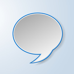 Abstract paper speech bubble on light blue background