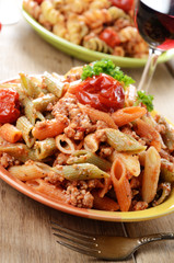 Pasta penne with bolognese