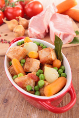 casserole with grilled meat and vegetables
