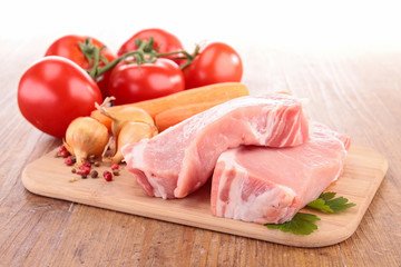 raw meat and ingredient