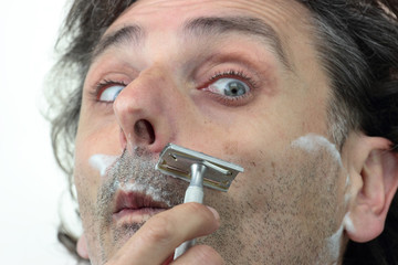 shaving with vintage razor