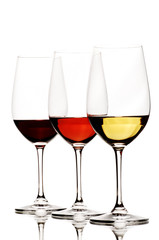 White, rose and red wine