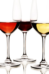 White, rose and red wine