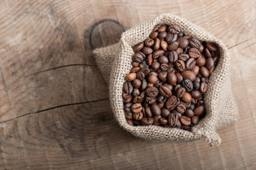 coffee beans in jute bag