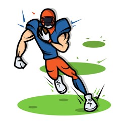 American Football Player cartoon with big muscle