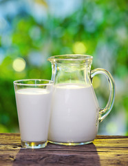 Milk in jar and glass.