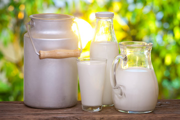 Milk in various dishes.