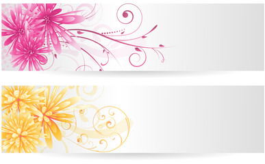 Banners with abstract flowers