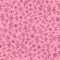 Floral hand drawn seamless pattern , Vector