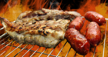 Costillas de cerdo y chorizo.