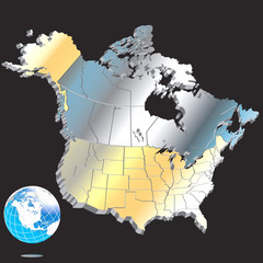 Metal North American Map