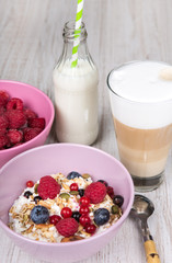 Healthy breakfast with home made cereals