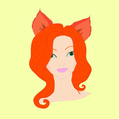 fox girl portrait vector 