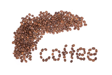 coffee beans, letters
