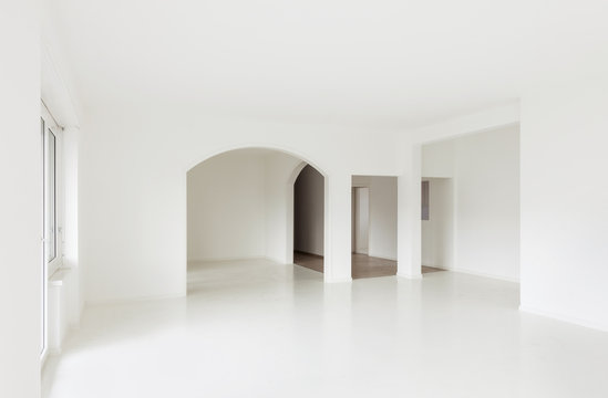 White Apartment Interior, View Of The Rooms