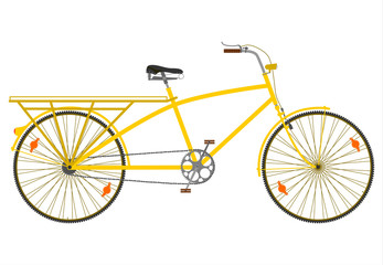 Fototapeta na wymiar Yellow long tail bicycle. Vector.